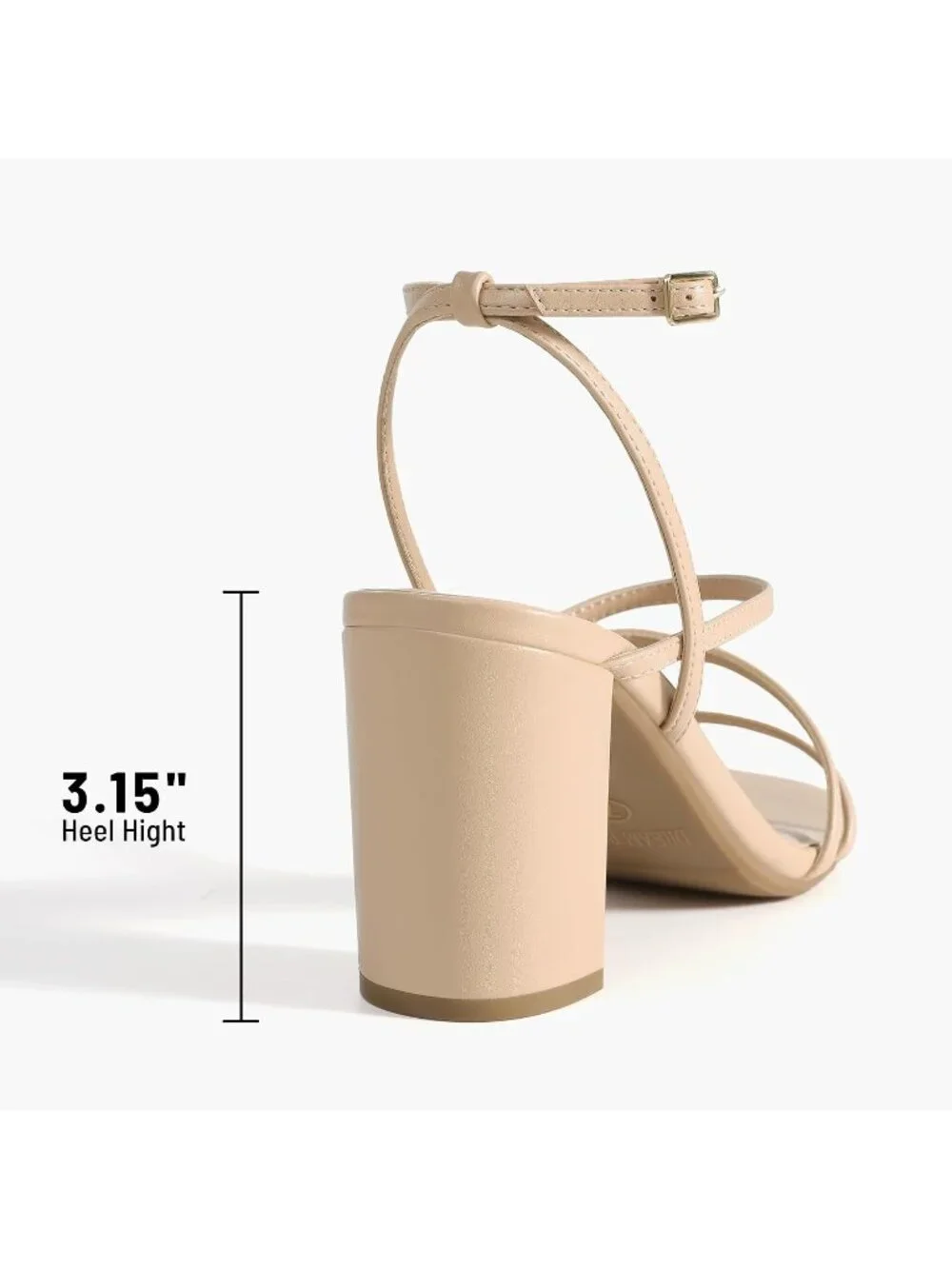Dream Pairs Women's Nude Open Toe Sleek Straps Chunky Block Heel Sandals